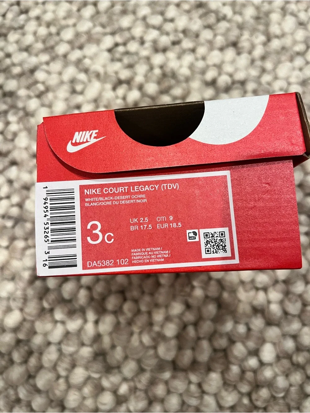 Nike Court Legacy (TDV) Kids Sneakers in White/Black/Desert Ochre